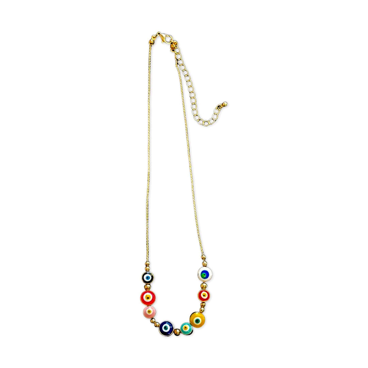 Gold Eight Evil Eye Balls Necklace