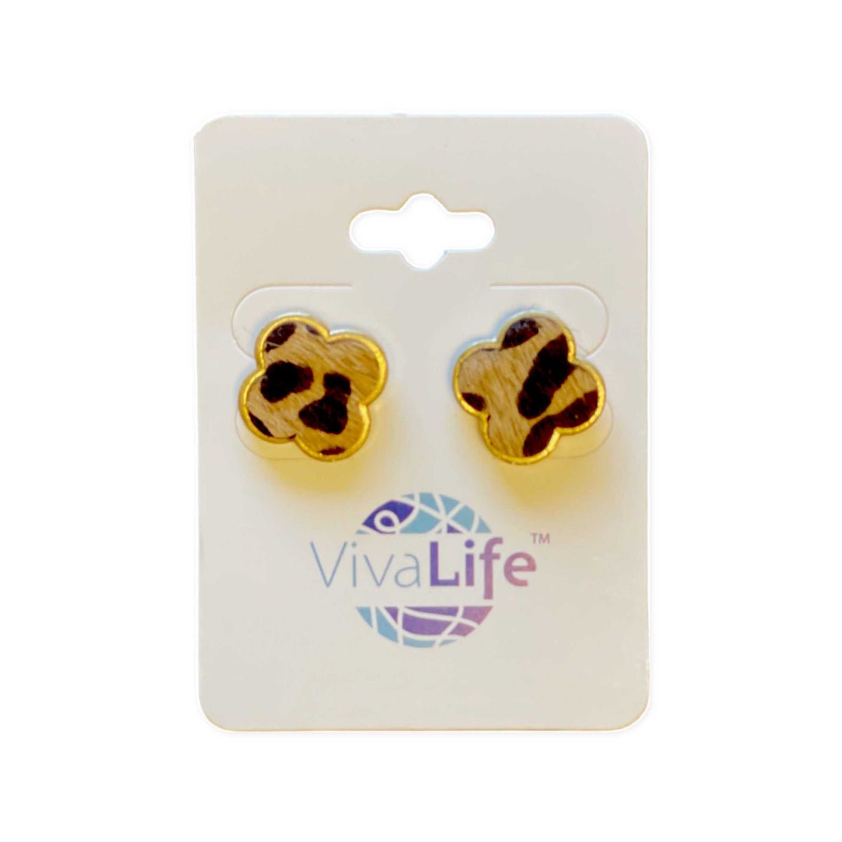 Fleur De Lis Animal Print Gold Earrings