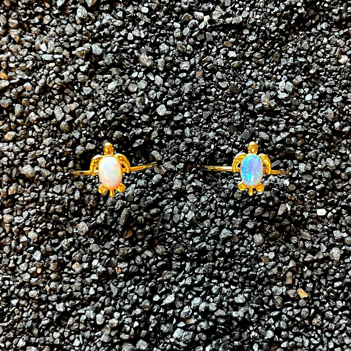 Tiny Opal Sea Turtle Gold Ring