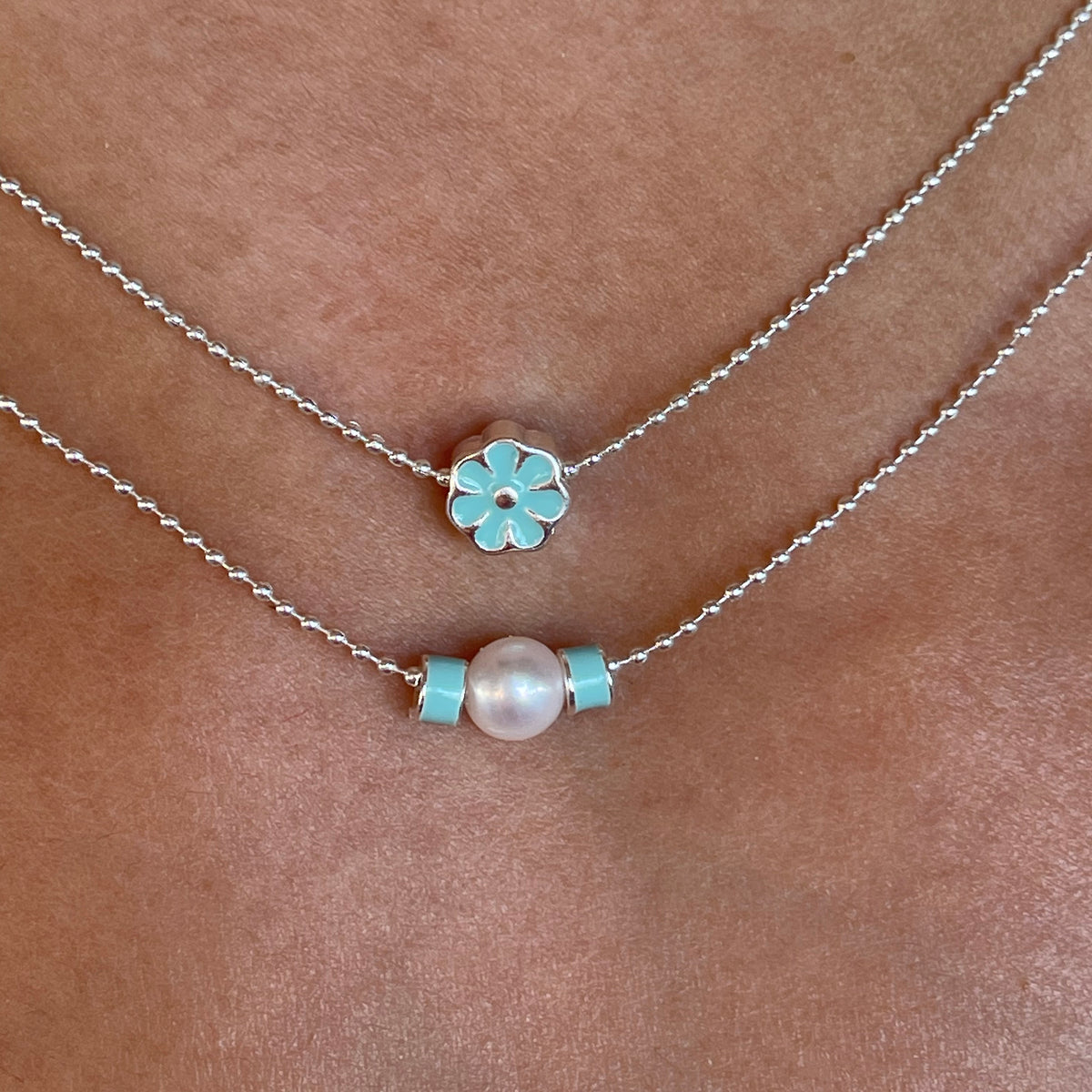 Enamel Daisy Ball Chain Necklace - Viva life Jewellery