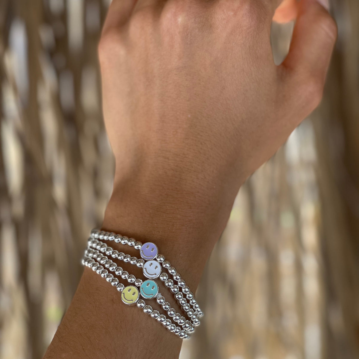 Enamel Smile Metal Bead Bracelet - Viva life Jewellery