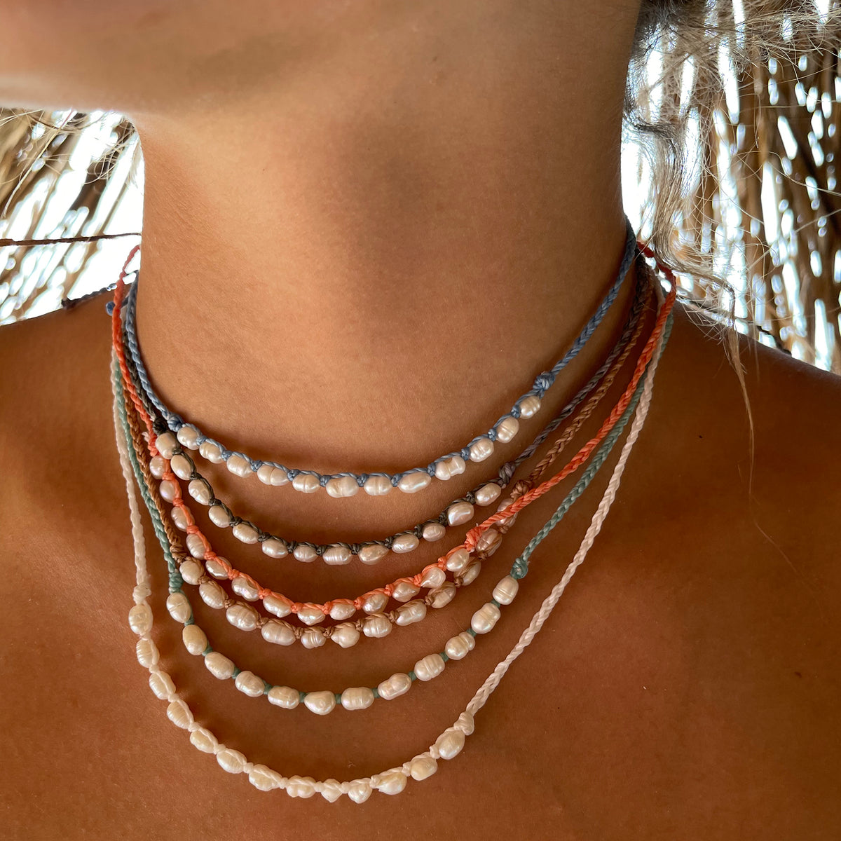 Wax Cord Rice Pearl Necklace - Viva life Jewellery