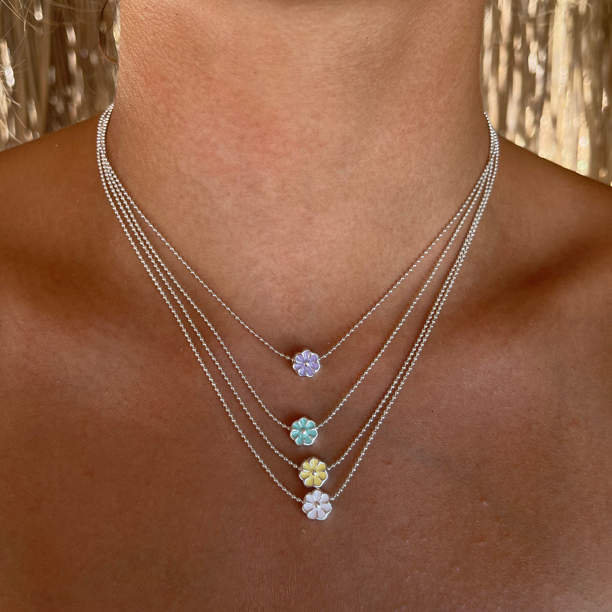 Enamel Daisy Ball Chain Necklace - Viva life Jewellery