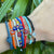 Bright Color Evil Eye Seed Bead Stretch Bracelet