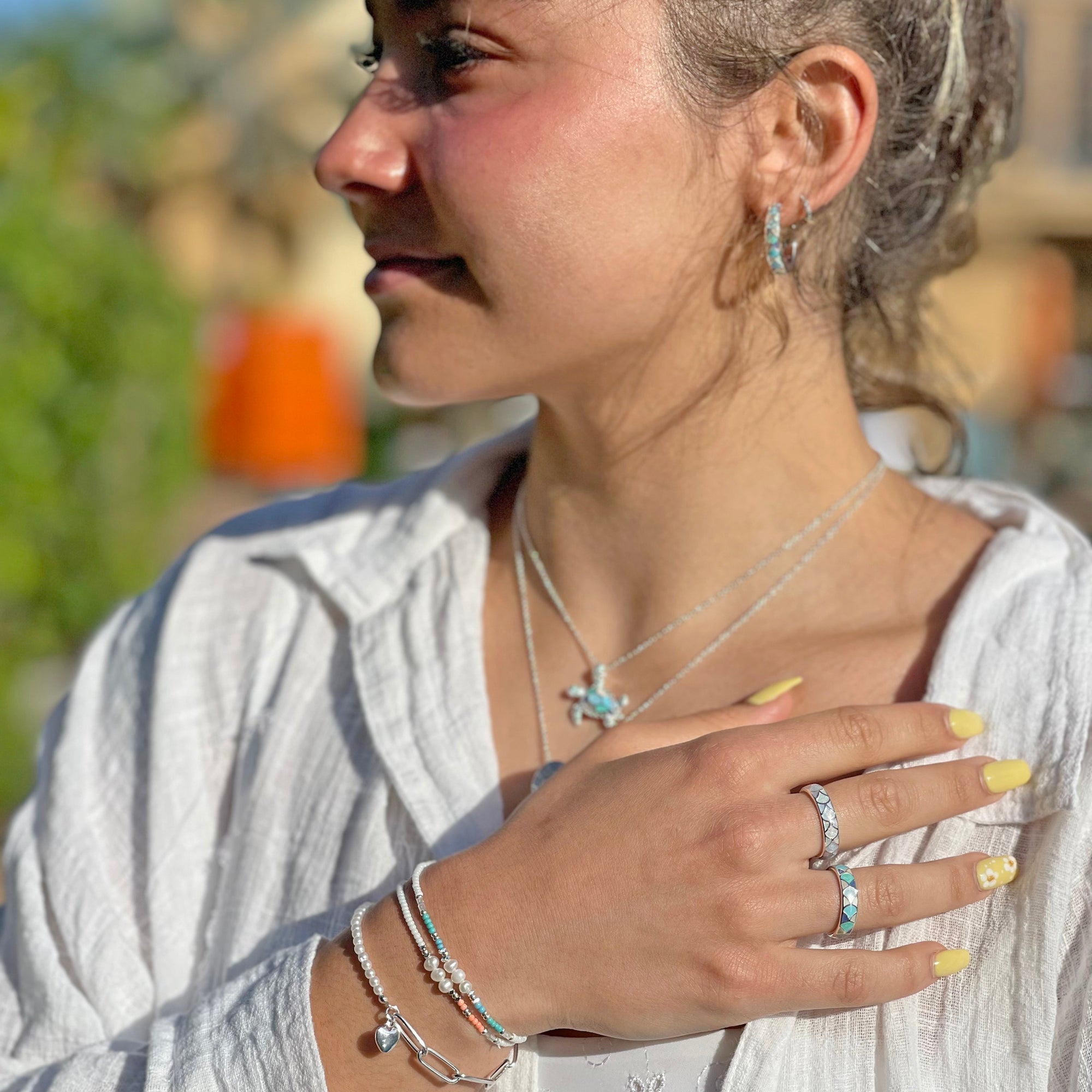 Enamel Mermaid Scale Ring