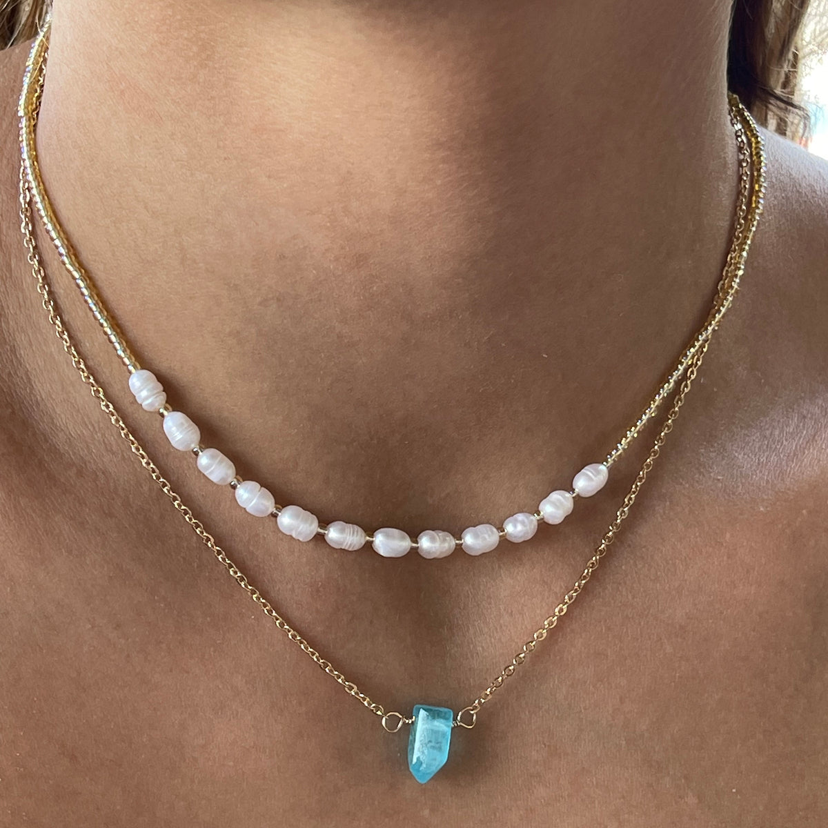 Gold Seed Bead &amp; Rice Pearl Necklace - Viva life Jewellery