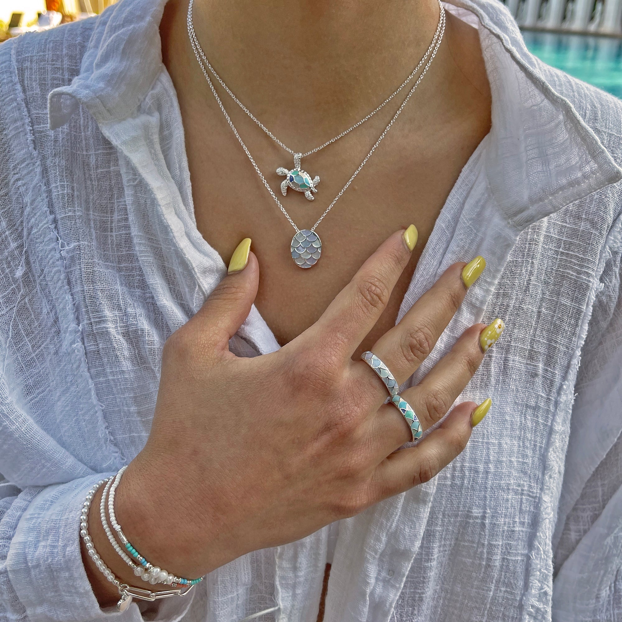 Enamel Mermaid Scale Ring