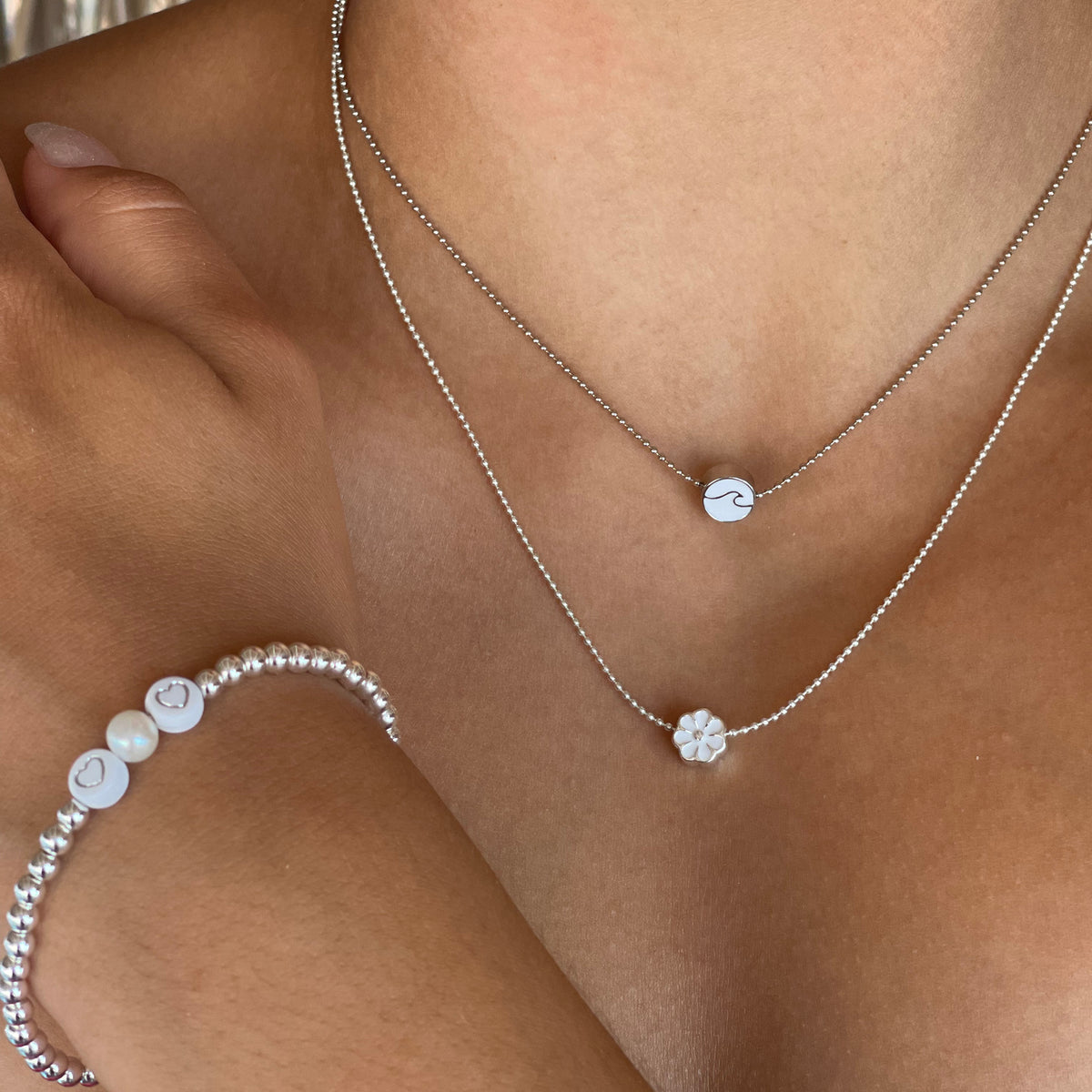 Enamel Daisy Ball Chain Necklace - Viva life Jewellery