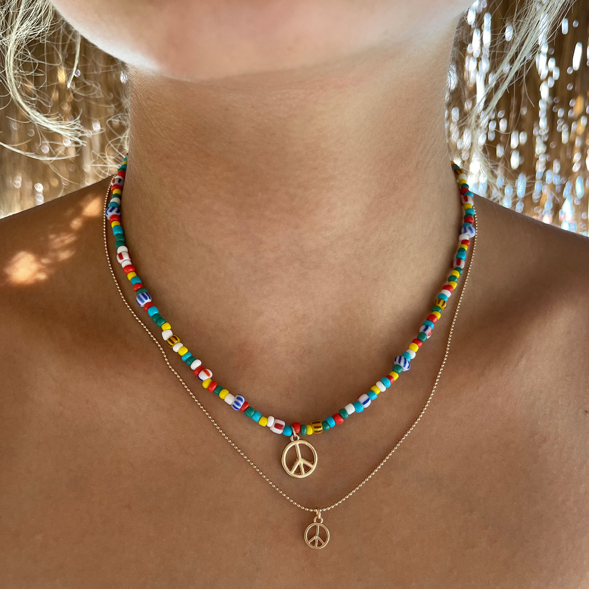 Multi Seed Bead Peace Sign Necklace - Viva life Jewellery