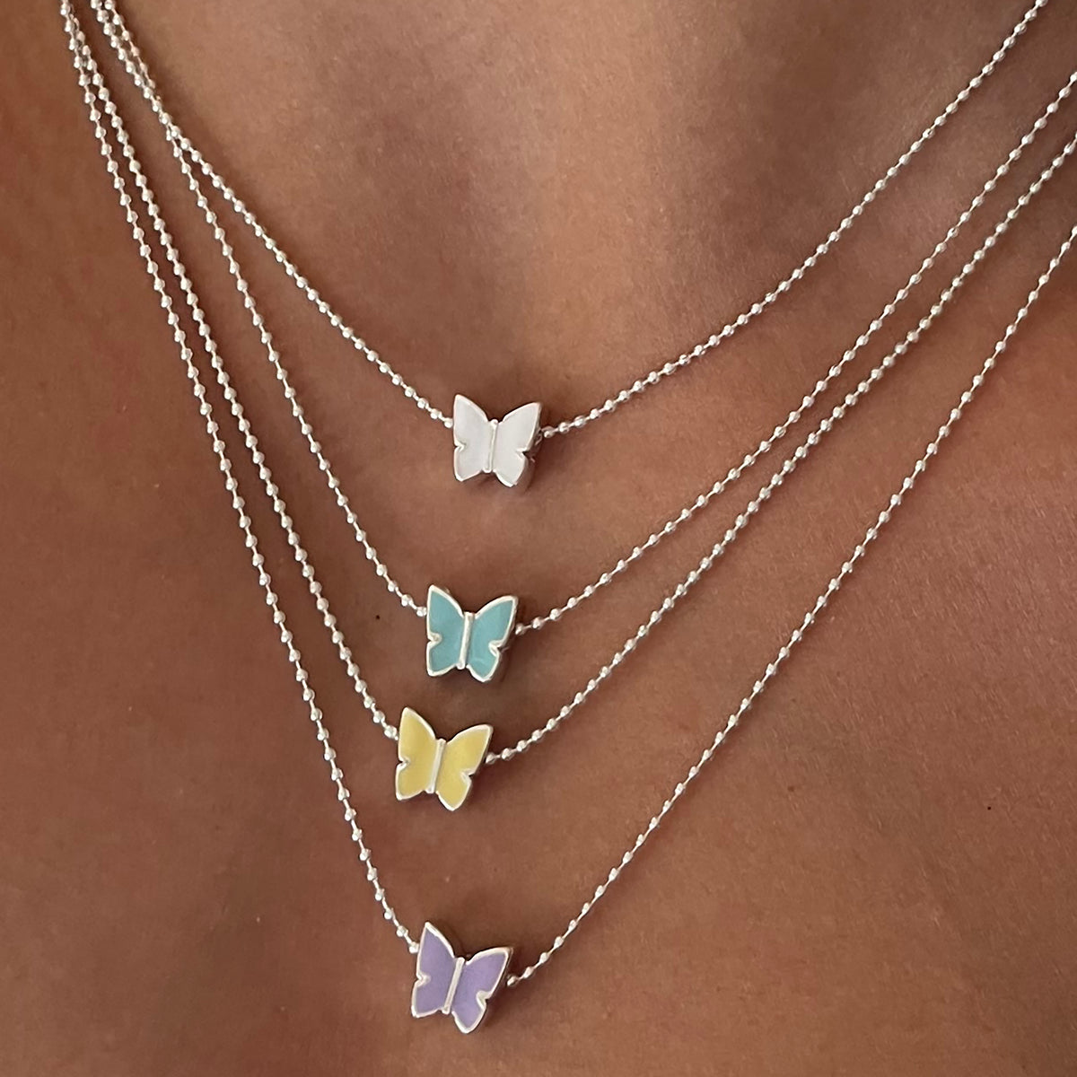 Enamel Butterfly Ball Chain Necklace - Viva life Jewellery