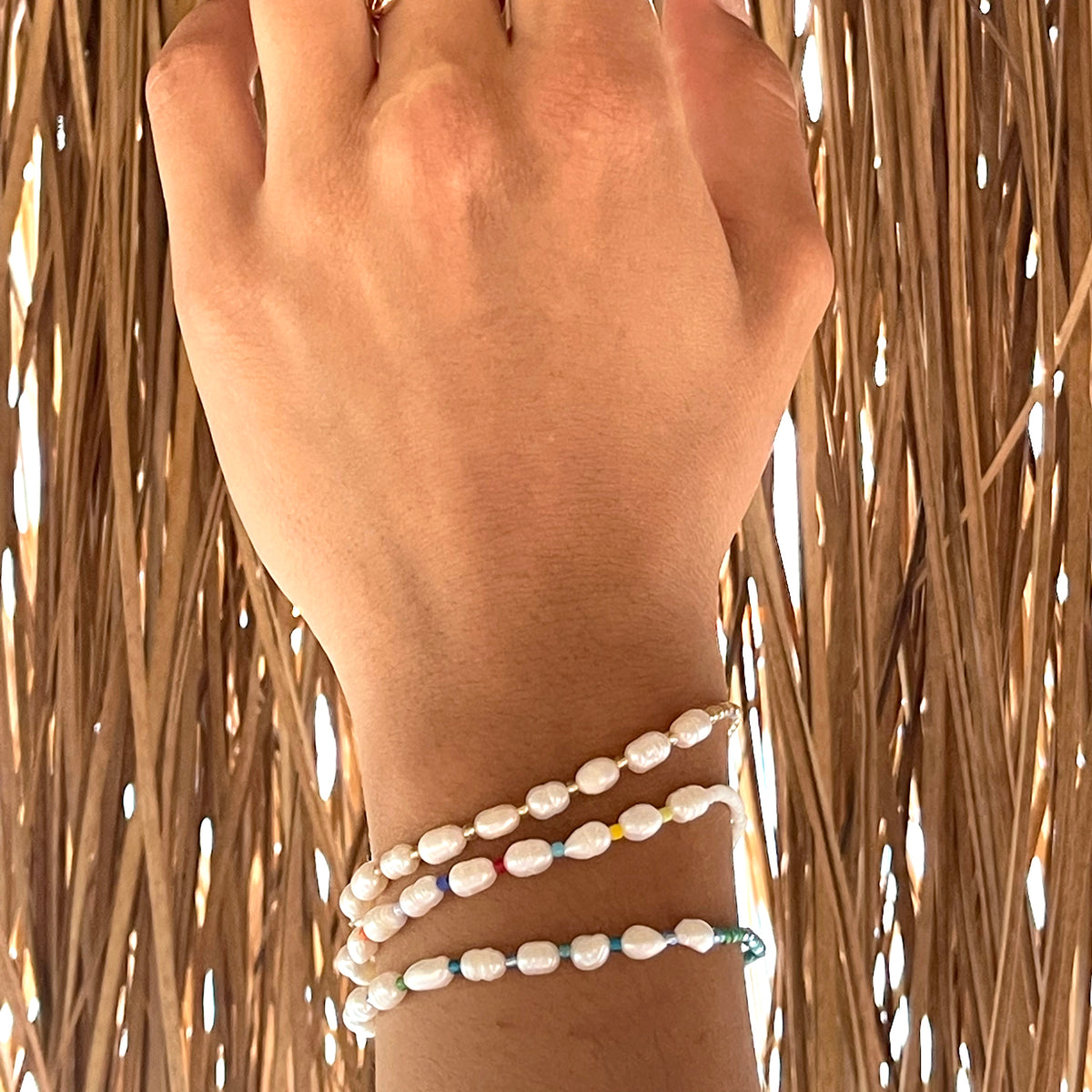 Multi Color Seed Bead &amp; Rice Pearl Bracelet - Viva life Jewellery