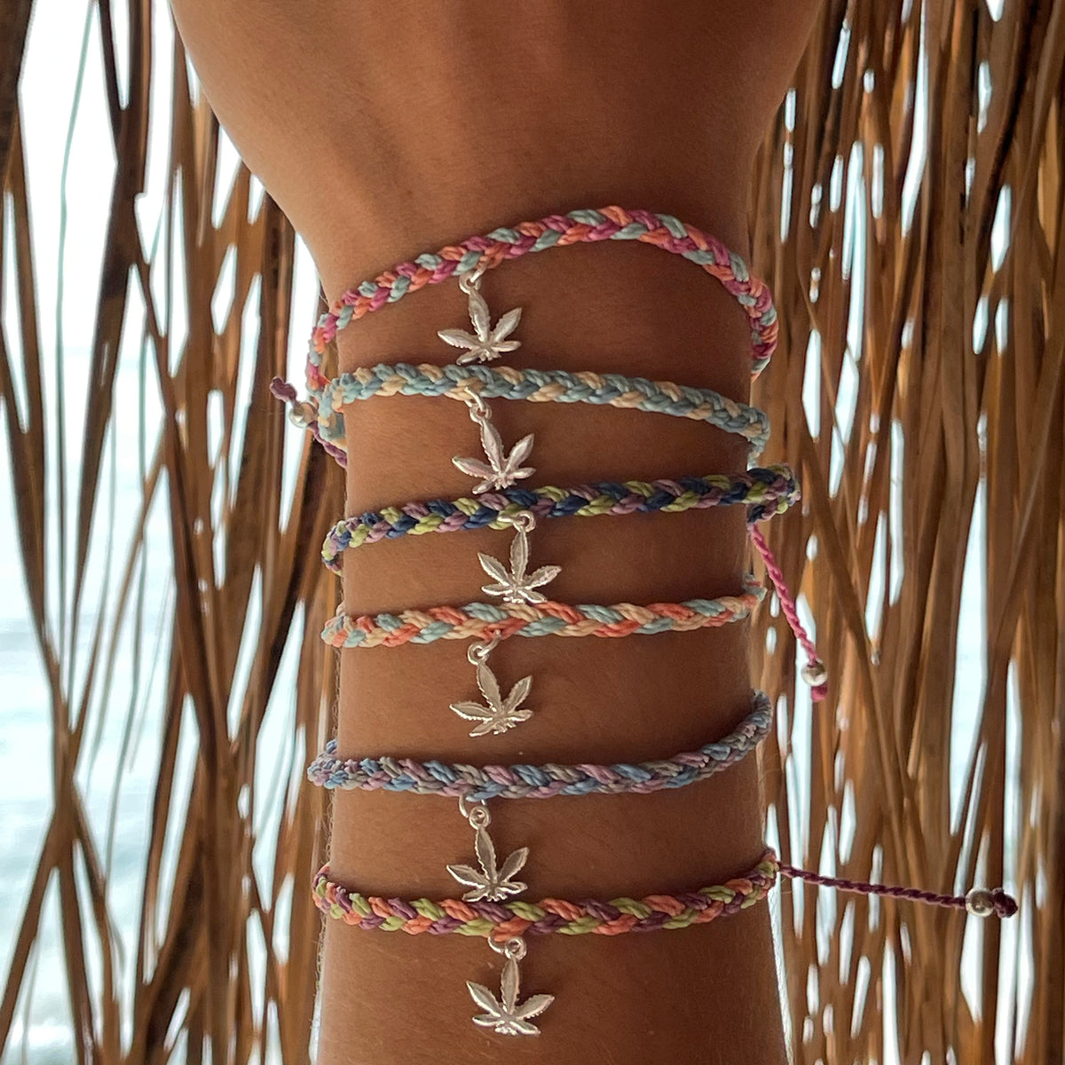 Pot Leaf Wax Cord Bracelet - Viva life Jewellery